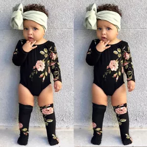 Recién Nacido Bebé Niñas Mameluco Mono Body Infantil Calcetines Ropa Conjunto - Imagen 1 de 10