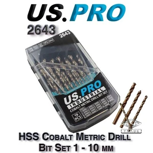 US PRO INDUSTRIAL 19pc HSS Cobalt Metric Drill Bit Set 1 - 10mm 2643 - Picture 1 of 5