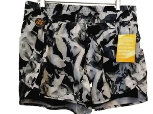 AVIA ABSTRACT PRINT MOISTURE WICKING RUNNING SHORT ZIP Pockets Sz L - Picture 1 of 9