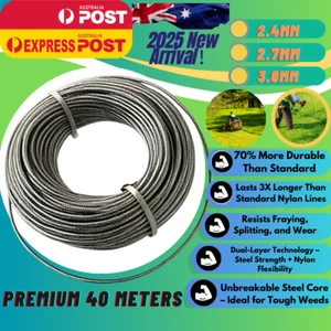 COMMERCIAL USE TRIMMER LINE 2.4MM/2.7MM/3.0MM*40M MOWING Whipper Snipper Cord - Picture 1 of 6