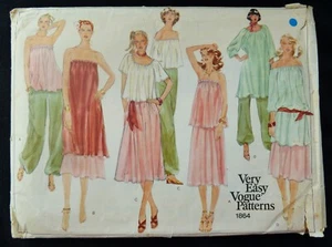 VINTAGE 1970's VOGUE SEWING PATTERN 1864 FLOATY TOPS SKIRT & TROUSERS BUST 36" - Picture 1 of 2