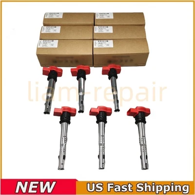 OEM 6pcs Ignition Coil and Spark Plug Kit For Audi SQ5 S5 S4 S4 Q7 Q5 A6 3.0L - Image 1 of 4