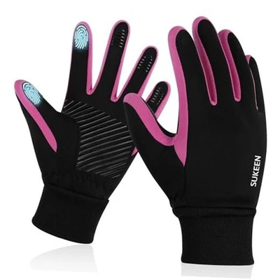  Guantes de Invierno para Niños, Pantalla Táctil Antideslizantes Niños Guantes de Ciclismo Medianos Rosa Roja Foto 1 de 4