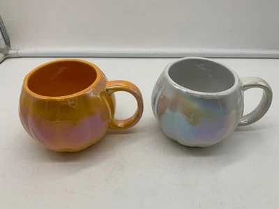 Juego de 2 tazas de café calabaza naranja y blanco de cerámica 14 oz AA02B63005 Foto 1 de 4