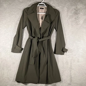 Trench cappotto donna Theory Oaklane con cintura piccolo oliva ammiraglio giapponese crepe - Foto 1 di 19