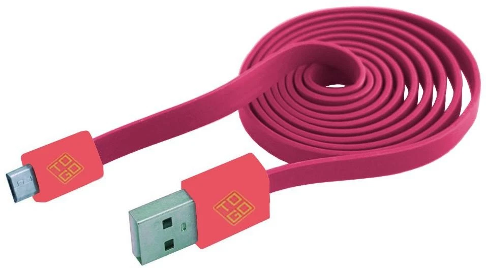 Cavo Flat USB AM a Micro USB M 1m A Rosa / Corallo - Immagine 1 di 1