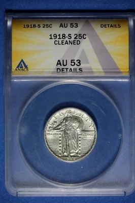 1918 S ANACS AU53 Details Standing Liberty Quarter #B50844 - Image 1 of 2