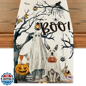 Artoid Mode Zucche Fantasma Albero Cane Boo Halloween Runner da Tavolo, Autunno Stagionale - Foto 1 di 5
