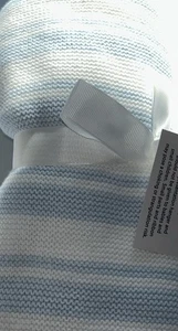 Manta de bebé talla única de algodón suave a rayas azul y blanco - Imagen 1 de 2