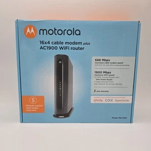 Motorola MG7550 16x4 Cable Modem Plus AC1900 WiFi Router Never Used - Picture 1 of 3