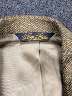 Brooks Brothers Wool Blazer Mens 42R Speckled Brown Herringbone Tweed Vtg USA - Image 1 of 4