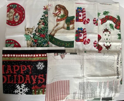 Lot Vintage Christmas Fabric Panels Appliqués Cranston VIP Debbie Mumm and More - Image 1 of 4