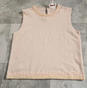 Talbots  vest, 90s women embroidery, with  sequin Lawbswool, Angora. size L. VTG - Picture 1 of 16