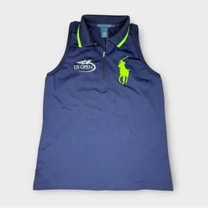 Ralph Lauren Big Pony US Open Tennis Sleeveless Zipper Polo Blue Green Sz Small - Picture 1 of 10