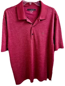 GREG NORMAN (L) Play Dry Golf Polo Raspberry Tonal Striped Shirt Slits & Logo - Bild 1 von 7