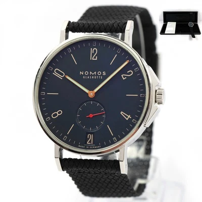 Nomos Ahoi Atlantik Date 36MM esfera negra acero inoxidable caja papeles Foto 1 de 4