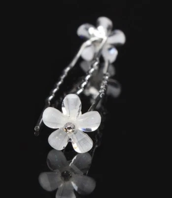 1 épingle à chignons fleur cristal blanc et strass , bijou de cheveux mariage - Photo 1/2