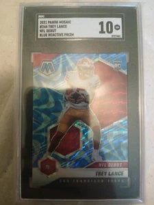 2021 Panini Mosaic Football #244 Trey Lance NFL Debut Blue Reactive Prizm SGC 10 - Bild 1 von 2