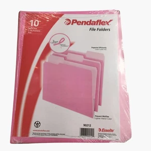 Pendaflex Pink File Folders Letter Size 10 Pack 3 Tab Positions - Picture 1 of 7