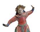 19th c Chinese Polychrome Stucco Roof Figure Character with red shirt