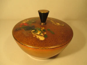 Lata de tapa vintage Mid Century diseño esmalte de metal teca era esmalte años 50 - Imagen 1 de 6