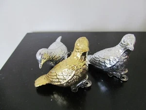 VTG Plastic Clip on Bird Ornament Silver & Gold Lot-3 - Picture 1 of 2