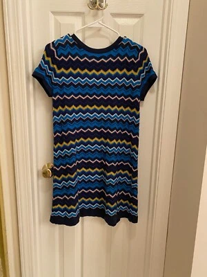 Missoni For Target Blue Yellow Chevron Zig Zag Knit Sweater Dress Mini Sz M Mod - Image 1 of 4