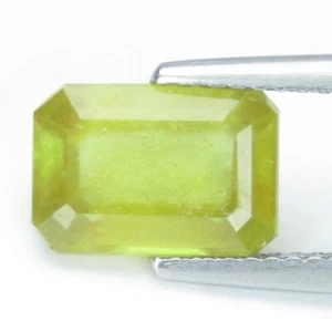 3.43Cts Excellent Genuine Natural Yellow Sapphire Emerald Cut Loose Gemstone - Picture 1 of 6