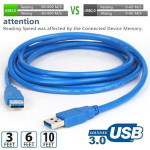 USB 3.0 A to A Male Cable for Hard Drive Enclosures, DVD, Laptop Cooler Lot - Picture 1 of 10