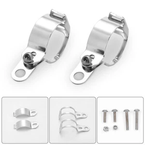 2X Motorcycle Front Fork Mount Clamp 35-50mm Turn Signal Light Bracket Holder - Picture 1 of 9