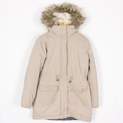 Chaqueta para mujer HOLLISTER California talla S con capucha marrón relleno cremallera completa s9687 Foto 1 de 4