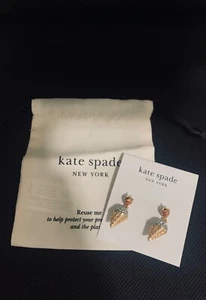 KATE SPADE WHAT A SNACK KH538 PAVE STRAWBERRY ICE CREAM DROP EARRINGS 1 3/8" NEW - Picture 1 of 9