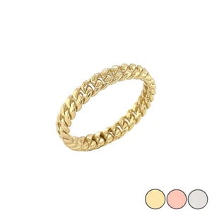 Cuban Link Band Ring 3MM in Gold (Yellow/Rose/White) - Picture 1 of 6
