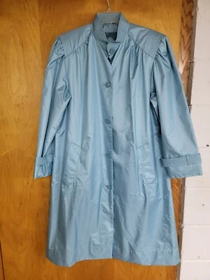 VINTAGE~FLEET STREET 80's Trench Rain Coat Light Teal Women's Size 14 - Image 1 of 4