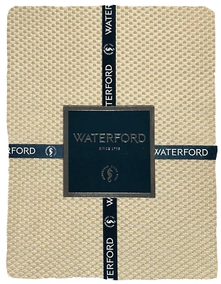 NEW WATERFORD TABLECLOTH 70 X 104 CRYSTAL SEATS 8-10 LUXURY PEARL GOLD OP ART - Image 1 of 3