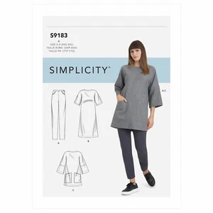 Simplicity MOTIVO CUCITO S9183 tunica, abito e leggings da miss XXS-XXL - Foto 1 di 6