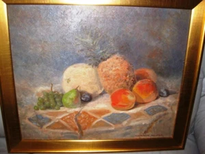 Herman Reuter Listed California Artist Fruits Painting Signed - Picture 1 of 5