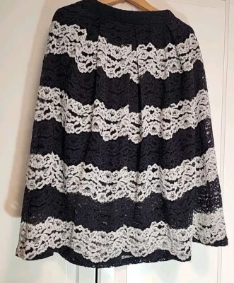 Falda de Encaje Mujer Talla 4 Negra Blanca Floral Rayas Midi Plisada Caprichosa Hada Romántica Foto 1 de 4