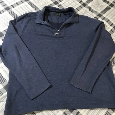 Pulôver John Bartlett Consensus 1/4 zíper manga longa cinza/azul tamanho grande G (C4) - Imagem 1 de 4