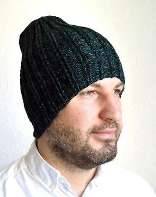 Sombrero para hombre tejido a mano de cachemir brillante sedoso de hilo hilado a mano Foto 1 de 4