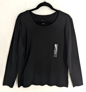 Style & Co. Mujer Grande Negro Cuello Redondo Manga Larga Camiseta NUEVO - Imagen 1 de 13