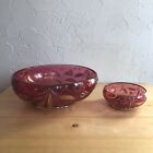 EAPG DELAWARE American Beauty Cranberry Ruby Glass with Gold US Glass Co Bowls