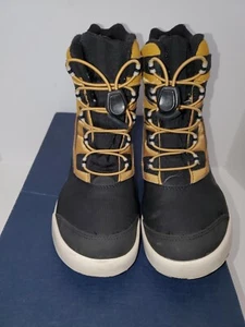 Merrell snowbank 3 kids waterproof lace up mid-calf boot, black/mustard, size 4M - Picture 1 of 12