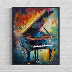 Piano Colorful Abstract Photo Art Print Poster Wall Art Painting - Picture 1 of 7
