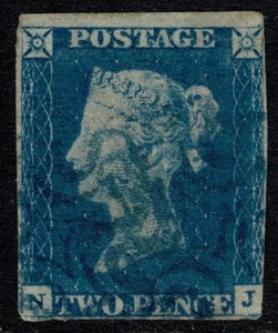 1840 2d Blue Plate 1 NJ BLUE Maltese Cross RARE Good Used Cat. £12,000.00 - Picture 1 of 1