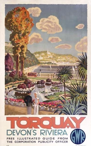 Torquay Devon's Riviera (anuncio antiguo de GWR) imán nevera (se) - Imagen 1 de 1