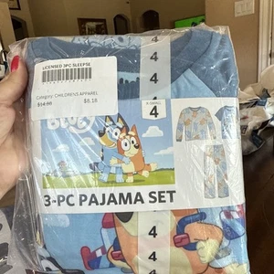 Bluey 3PC Pajama Set - Blue/gray Size 4 Kids - Picture 1 of 5