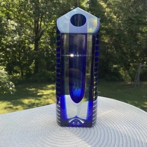 VINTAGE 1987 CORREIA LIMITED EDITION ART GLASS BUD VASE 7 of 250 COBALT BLUE - Picture 1 of 14