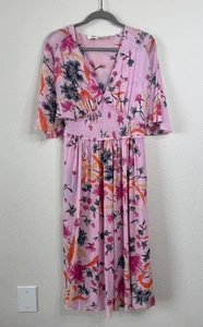 Diane Von Furstenberg Midi Dress Floral Flutter Sleeve Babydoll Sz M Fairy Flowy - Picture 1 of 6
