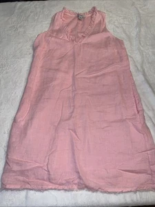 Tommy Bahama Etuikleid mit zwei Palmen und Rüschen und Taschen in Rosa 100% Leinen Gr. SM - Bild 1 von 6